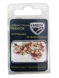 Мормышка вольфрамовая Condor Капля с ушком d 4,0 мм безмотылка, вес 1,05 гр золото Кошачий глаз 10 шт